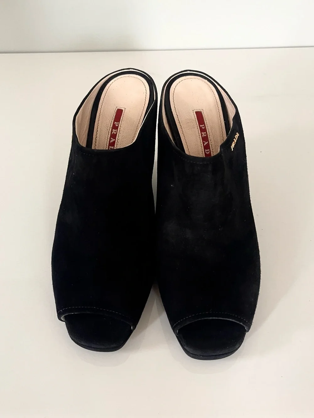 AUTHENTIC PRADA 90’s WEDGE MULES